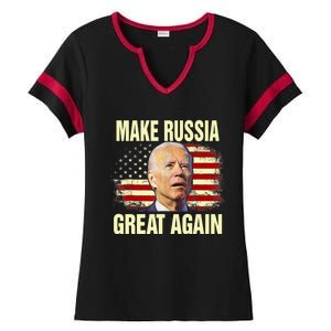 Make Russia Great Again Biden Confused America Funny Gift Ladies Halftime Notch Neck Tee