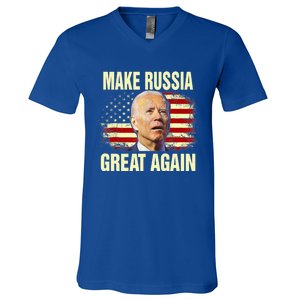 Make Russia Great Again Biden Confused America Funny Gift V-Neck T-Shirt