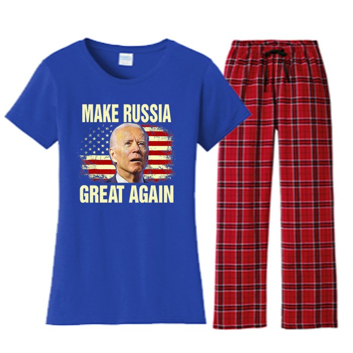 Make Russia Great Again Biden Confused America Funny Gift Women's Flannel Pajama Set