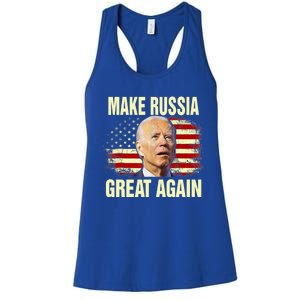 Make Russia Great Again Biden Confused America Funny Gift Women's Racerback Tank