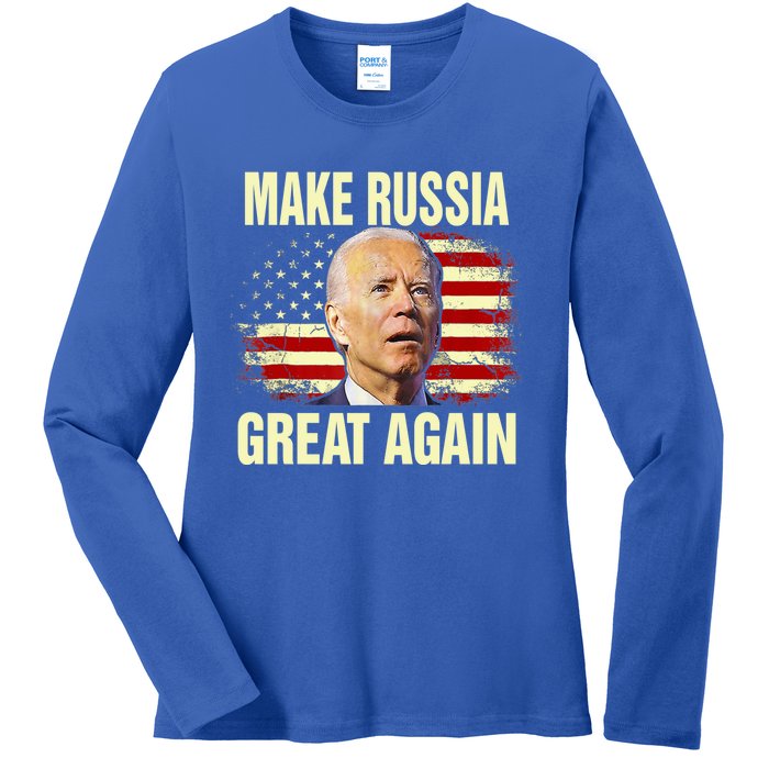 Make Russia Great Again Biden Confused America Funny Gift Ladies Long Sleeve Shirt