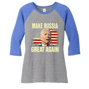 Make Russia Great Again Biden Confused America Funny Gift Women's Tri-Blend 3/4-Sleeve Raglan Shirt