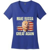 Make Russia Great Again Biden Confused America Funny Gift Women's V-Neck T-Shirt