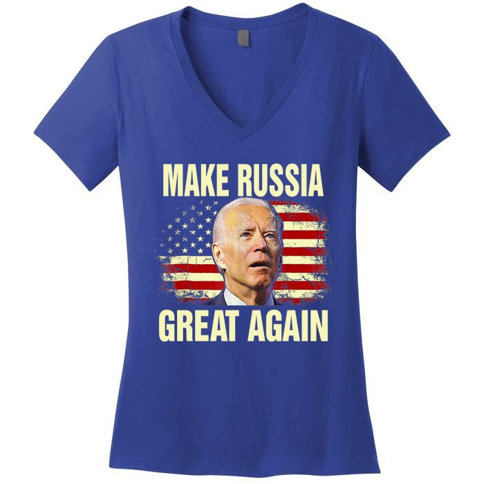 Make Russia Great Again Biden Confused America Funny Gift Women's V-Neck T-Shirt