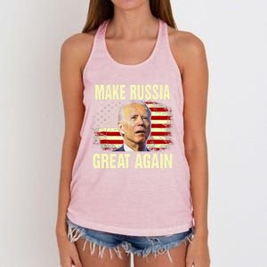 Make Russia Great Again Biden Confused America Funny Gift Women's Knotted Racerback Tank