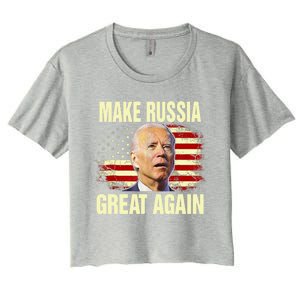 Make Russia Great Again Biden Confused America Funny Gift Women's Crop Top Tee