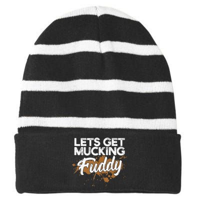 Mud Run Gear Funny 5k Marathon Running Apparel Mud Team Striped Beanie with Solid Band