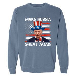 Make Russia Great Again Joe Biden Confused America Funny Garment-Dyed Sweatshirt