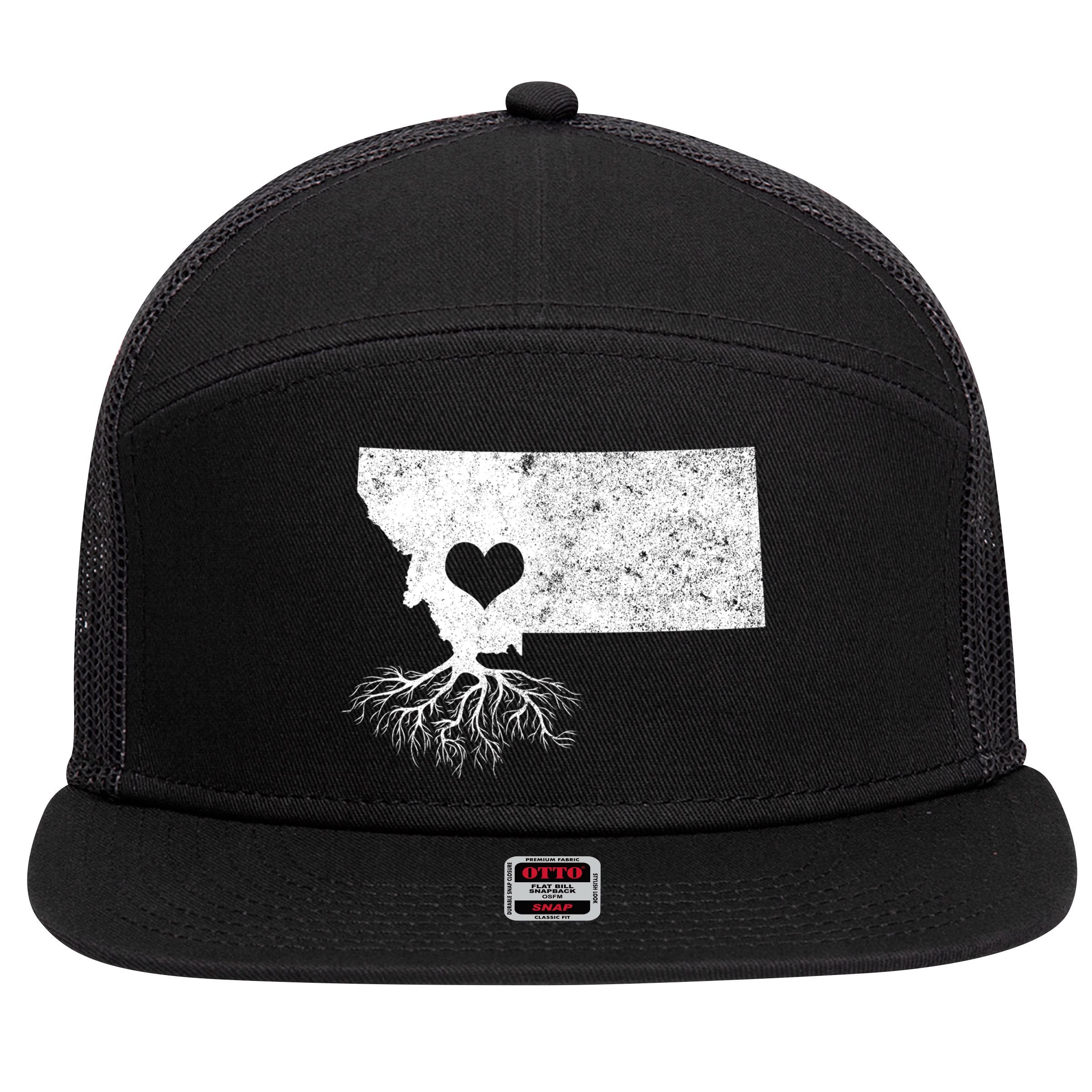 Montana Roots Gift: I Love Montana Gift 7 Panel Mesh Trucker Snapback Hat