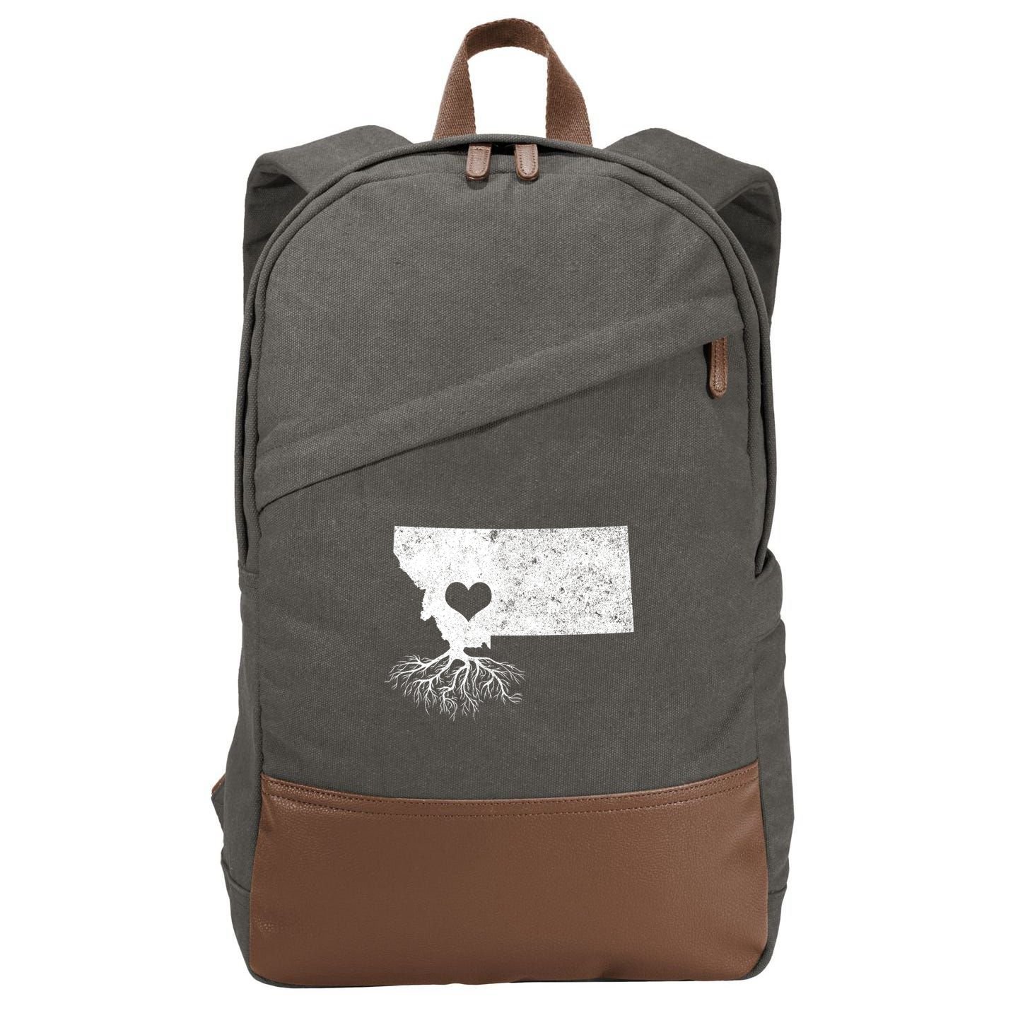 Montana Roots Gift: I Love Montana Gift Cotton Canvas Backpack