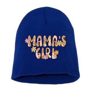 Mama Retro Hippie Flower Happy Parents Day Cute Gift Short Acrylic Beanie