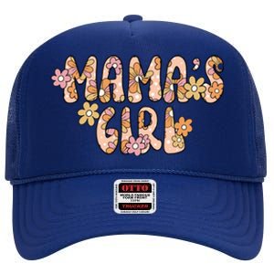 Mama Retro Hippie Flower Happy Parents Day Cute Gift High Crown Mesh Back Trucker Hat