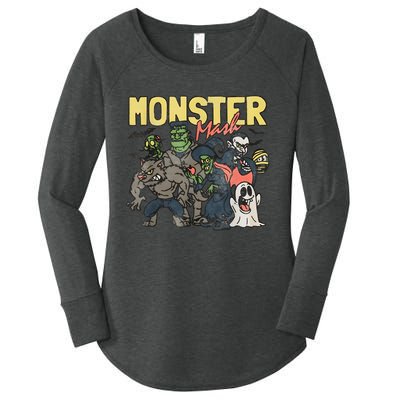 Monster Retro Halloween Funny Monster Spooky Women's Perfect Tri Tunic Long Sleeve Shirt