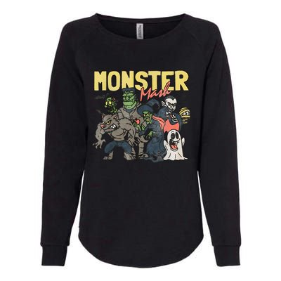 Monster Retro Halloween Funny Monster Spooky Womens California Wash Sweatshirt