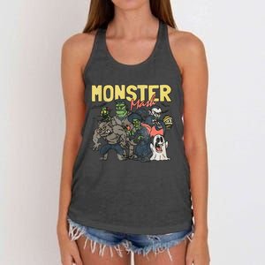 Monster Retro Halloween Funny Monster Spooky Women's Knotted Racerback Tank