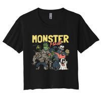 Monster Retro Halloween Funny Monster Spooky Women's Crop Top Tee