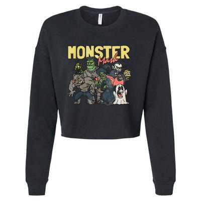 Monster Retro Halloween Funny Monster Spooky Cropped Pullover Crew