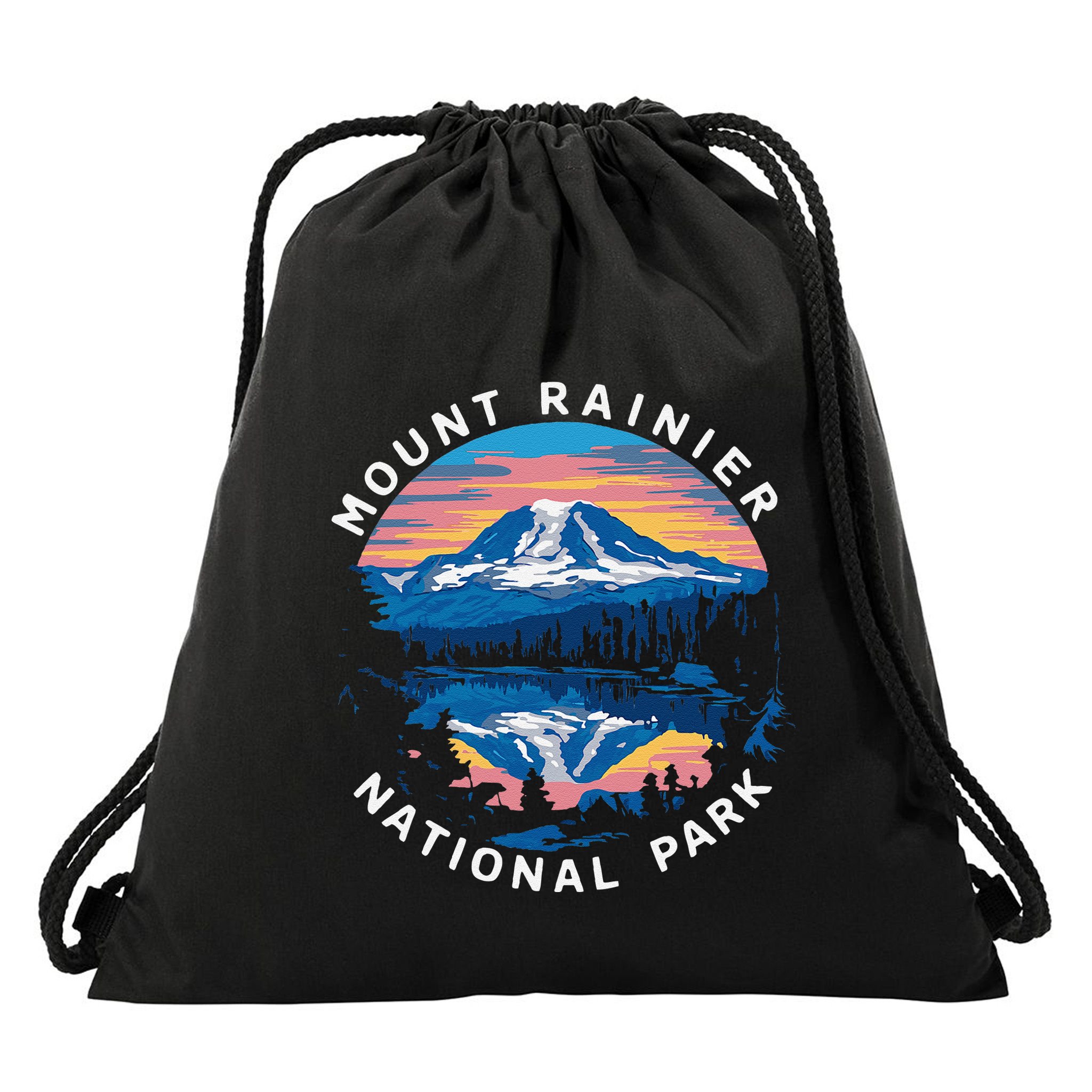 Mount Rainier Hiking Road Trip Seattle Drawstring Bag