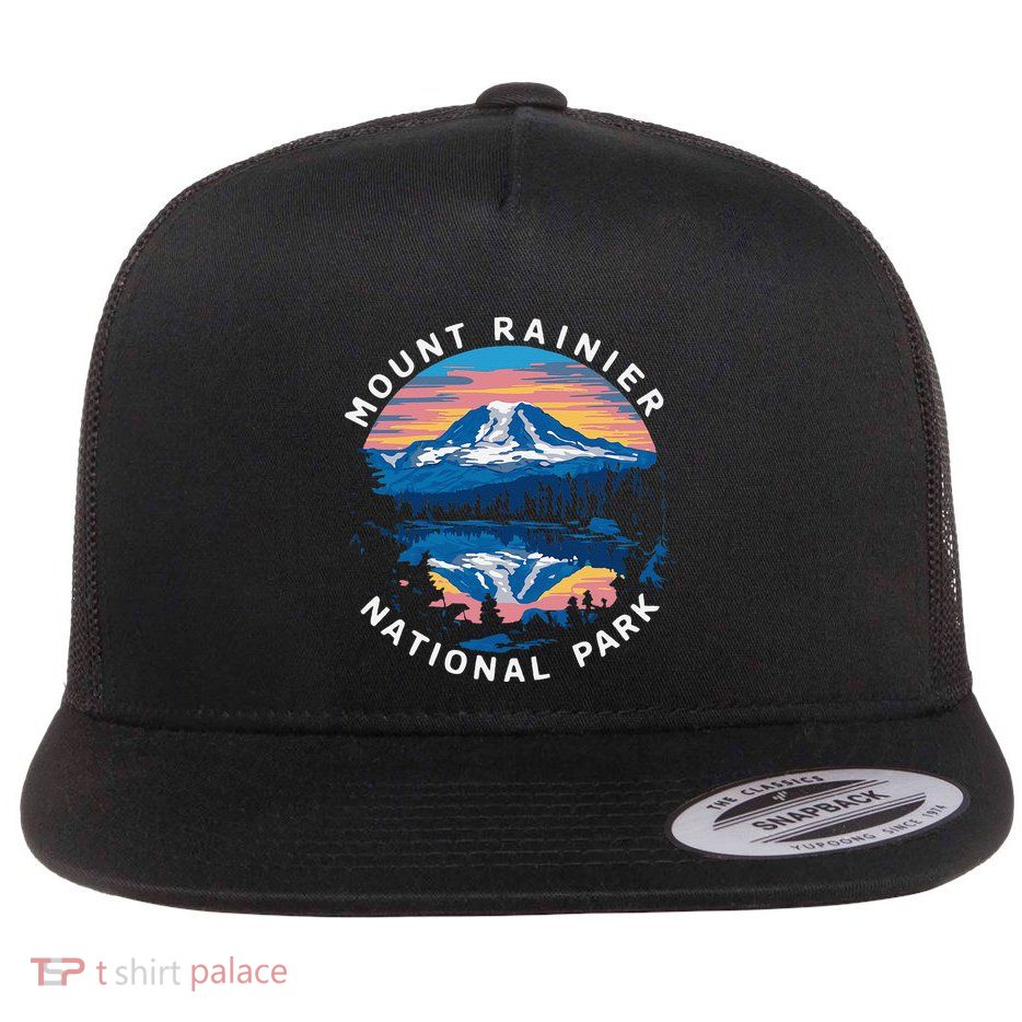 Mount Rainier Hiking Road Trip Seattle Flatbill Hat