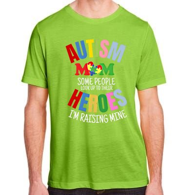 Mom Raising Hero Puzzle Heart Autism Awareness Mothers Day Gift Adult ChromaSoft Performance T-Shirt