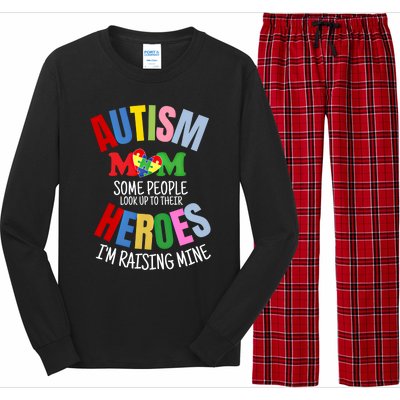 Mom Raising Hero Puzzle Heart Autism Awareness Mothers Day Gift Long Sleeve Pajama Set