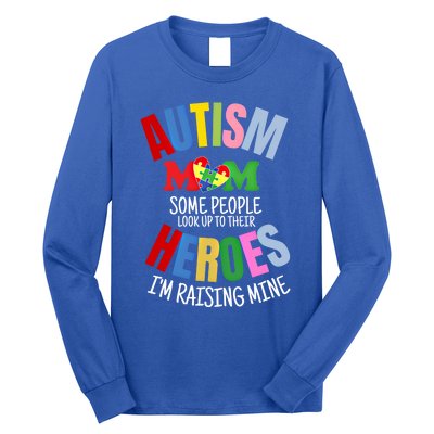 Mom Raising Hero Puzzle Heart Autism Awareness Mothers Day Gift Long Sleeve Shirt