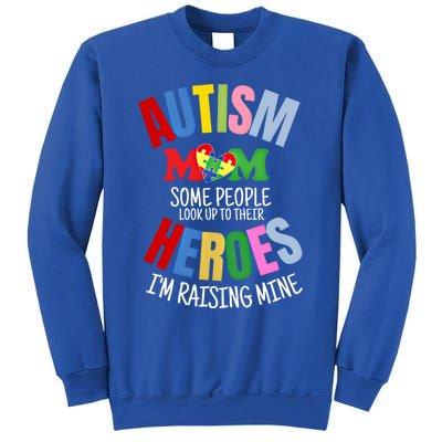 Mom Raising Hero Puzzle Heart Autism Awareness Mothers Day Gift Sweatshirt