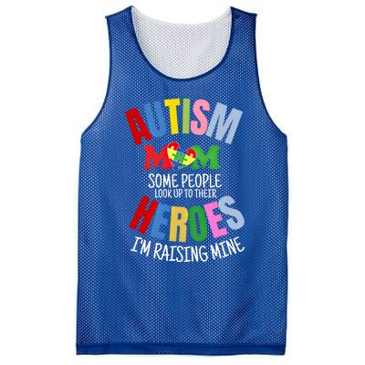 Mom Raising Hero Puzzle Heart Autism Awareness Mothers Day Gift Mesh Reversible Basketball Jersey Tank