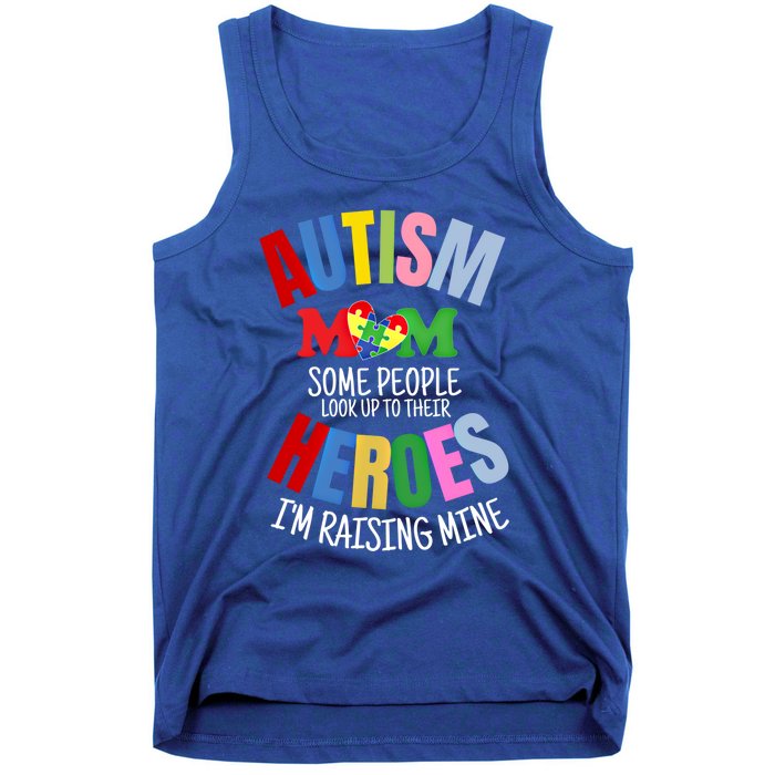 Mom Raising Hero Puzzle Heart Autism Awareness Mothers Day Gift Tank Top