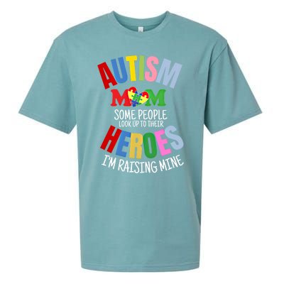 Mom Raising Hero Puzzle Heart Autism Awareness Mothers Day Gift Sueded Cloud Jersey T-Shirt