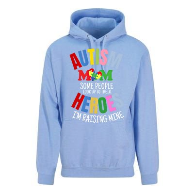 Mom Raising Hero Puzzle Heart Autism Awareness Mothers Day Gift Unisex Surf Hoodie