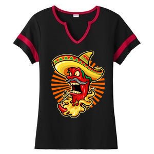 Mexican Red Hot Chili Pepper Ladies Halftime Notch Neck Tee