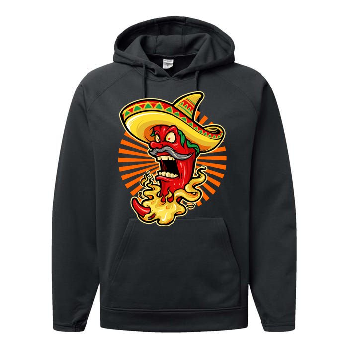 Mexican Red Hot Chili Pepper Performance Fleece Hoodie