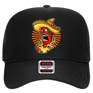 Mexican Red Hot Chili Pepper High Crown Mesh Back Trucker Hat