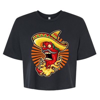 Mexican Red Hot Chili Pepper Bella+Canvas Jersey Crop Tee