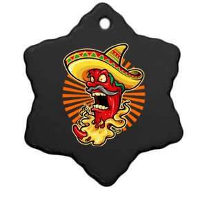 Mexican Red Hot Chili Pepper Ceramic Star Ornament