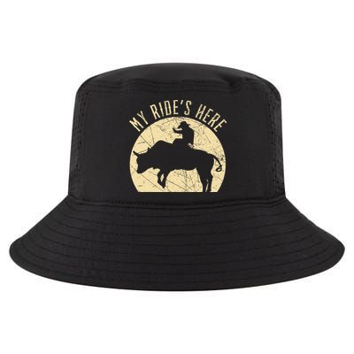 My RideS Here Bull Rider Cowboy Western Rodeo Bull Riding Cool Comfort Performance Bucket Hat