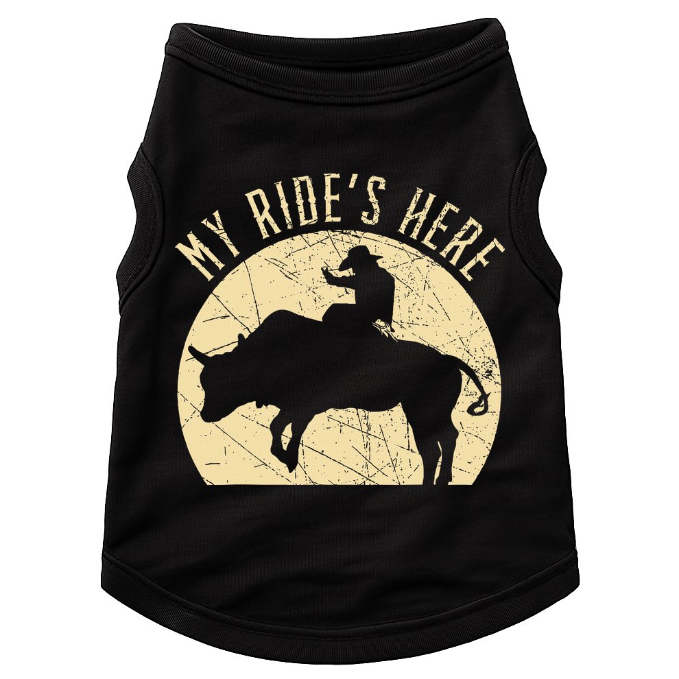 My RideS Here Bull Rider Cowboy Western Rodeo Bull Riding Doggie Tank
