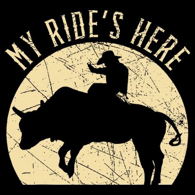 My RideS Here Bull Rider Cowboy Western Rodeo Bull Riding T-Shirt