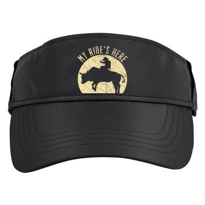 My RideS Here Bull Rider Cowboy Western Rodeo Bull Riding Adult Drive Performance Visor