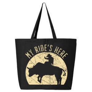 My RideS Here Bull Rider Cowboy Western Rodeo Bull Riding 25L Jumbo Tote