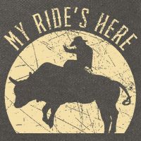 My RideS Here Bull Rider Cowboy Western Rodeo Bull Riding Cotton Canvas Backpack