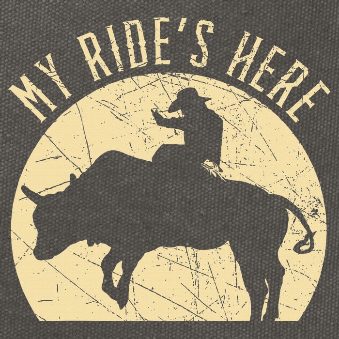 My RideS Here Bull Rider Cowboy Western Rodeo Bull Riding Cotton Canvas Backpack