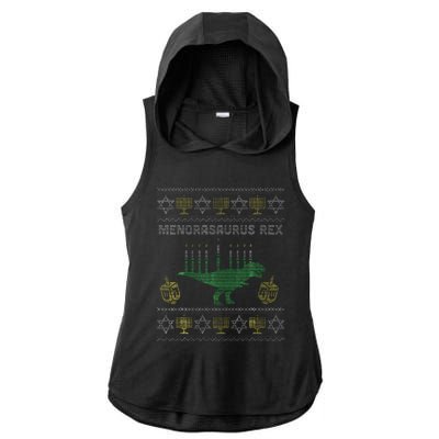 Menorasaurus Rex Hanukkah Jewish Chanukah Gift  Ladies PosiCharge Tri-Blend Wicking Draft Hoodie Tank