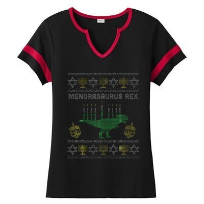 Menorasaurus Rex Hanukkah Jewish Chanukah Gift  Ladies Halftime Notch Neck Tee