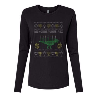 Menorasaurus Rex Hanukkah Jewish Chanukah Gift  Womens Cotton Relaxed Long Sleeve T-Shirt