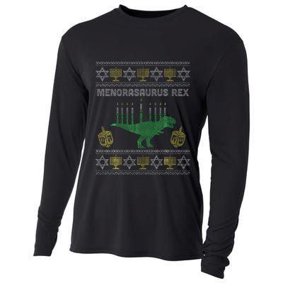 Menorasaurus Rex Hanukkah Jewish Chanukah Gift  Cooling Performance Long Sleeve Crew