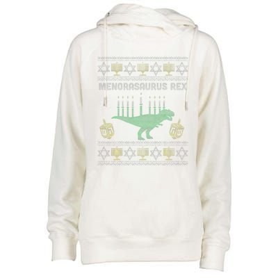 Menorasaurus Rex Hanukkah Jewish Chanukah Gift  Womens Funnel Neck Pullover Hood