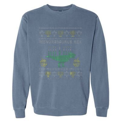 Menorasaurus Rex Hanukkah Jewish Chanukah Gift  Garment-Dyed Sweatshirt