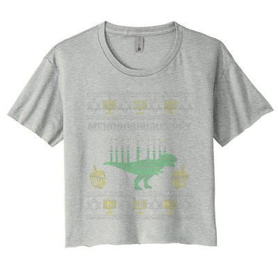 Menorasaurus Rex Hanukkah Jewish Chanukah Gift  Women's Crop Top Tee